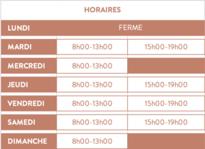 Horaires de la Boucherie Boul