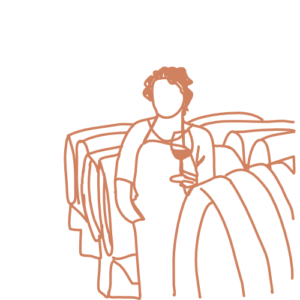 illustration femme vigneronne en cave