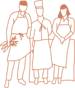 chefs_carré 1 illustration d'un groupe de chefs