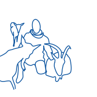 chèvrier-lebonpicnic-original Illustration d'une femme s'occupant des chèvres en bleu